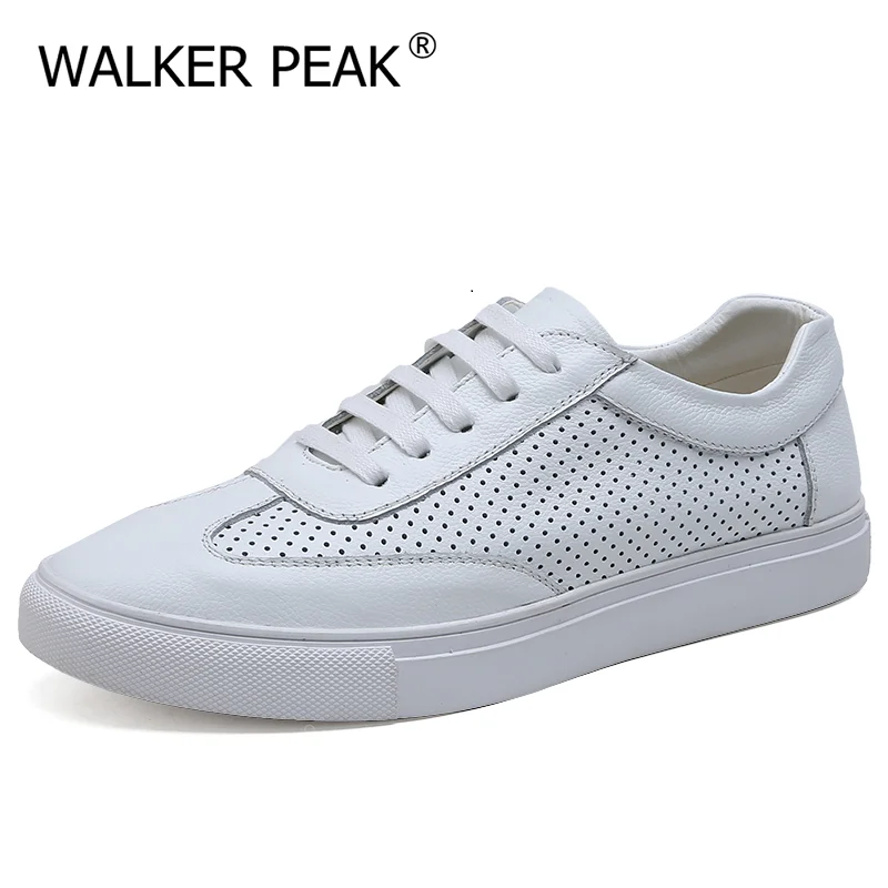 

Летняя дышащая мужская повседневная обувь, новинка 2021, корейская модная трендовая Легкая удобная обувь из натуральной кожи, Мужская