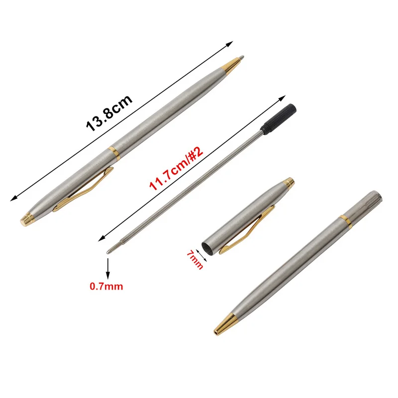 

1 Pcs/Lot New Arrival Stainless Steel Rod Rotating Metal Ballpoint Pen Commercial Ballpoint Pen Gift Stationery