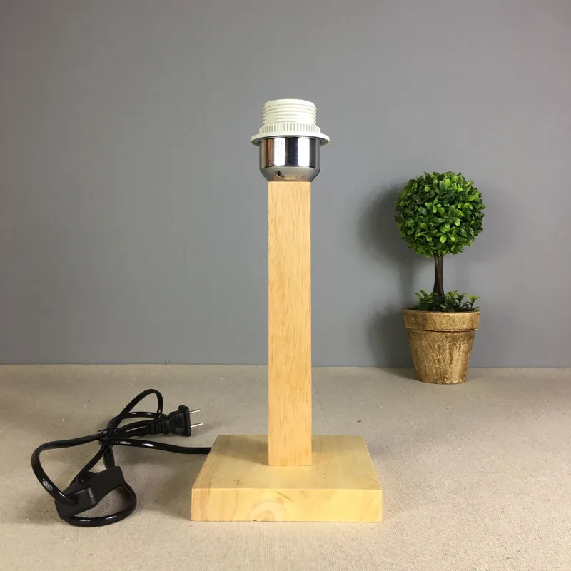 Держатель для настольной лампы из твердой древесины Черное и белое основание E27