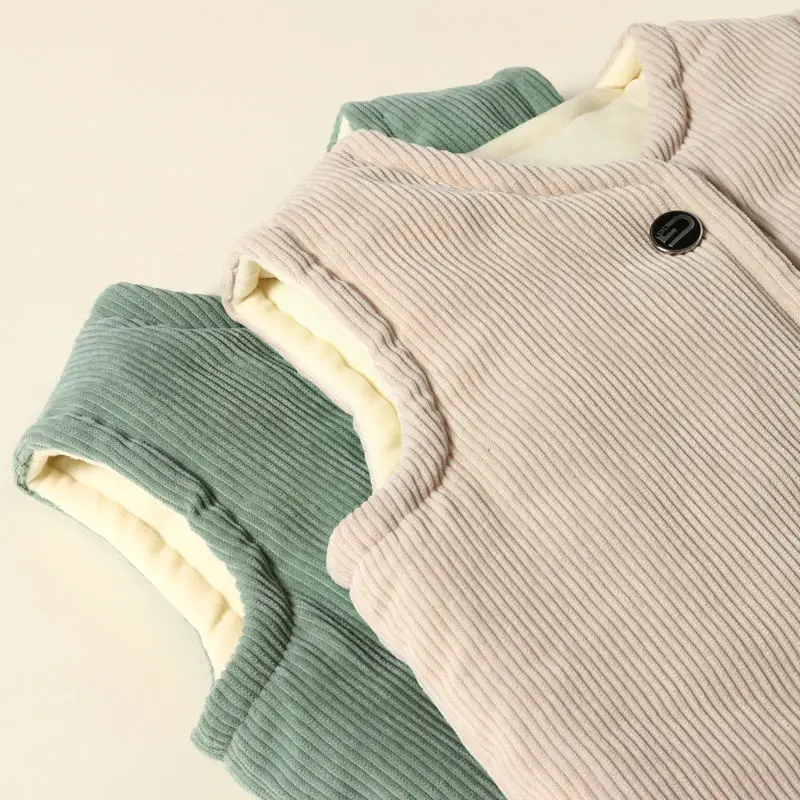 

Children's thickened plus velvet cotton vest baby boys and girls quilted vest small children's trend baby outer wear vest