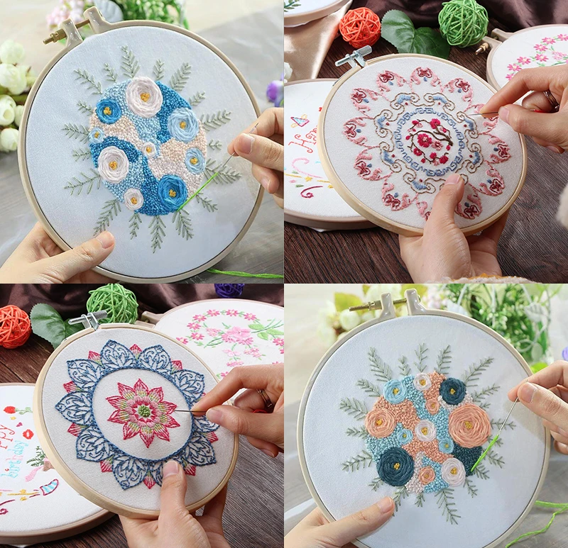 DIY Мандалай Фламинго вышивка набор с обручем для начинающих рукоделие Наборы вышивки крестом Шитье ручной работы подарок