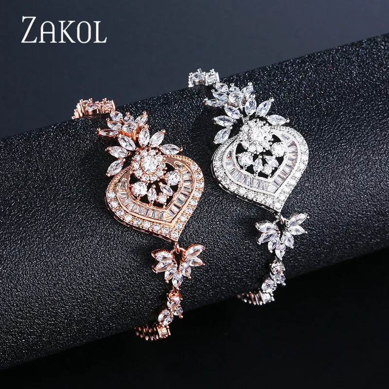 ZAKOL новые роскошные люстры цветок цепь звено браслеты для элегантных женщин