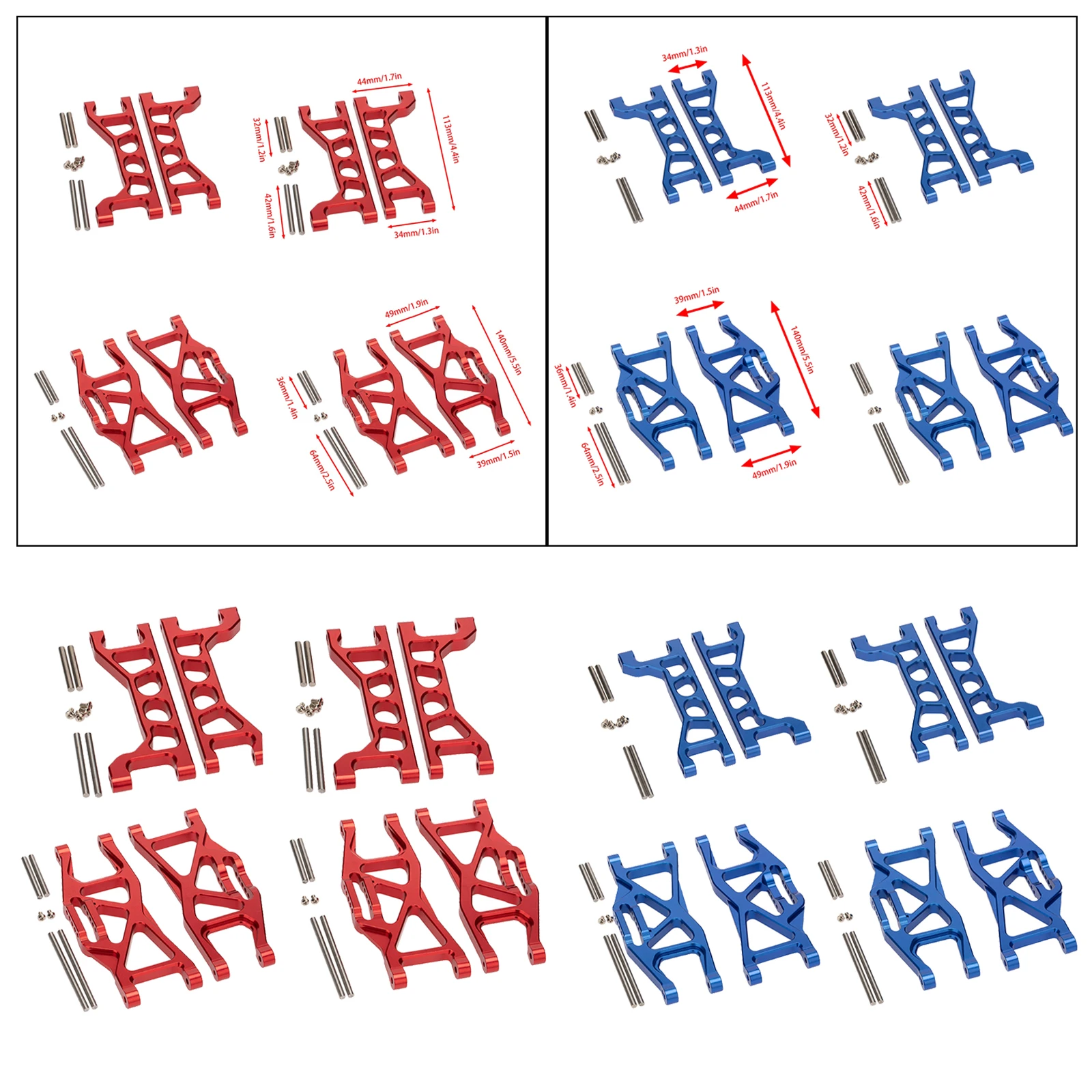 

8pcs RC Car Arm, Aluminium Alloy Up And Lower Arm for Maxx