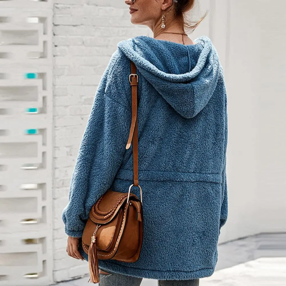 Женское пальто из искусственного меха Осень зима пушистое 2019 плюшевое модное