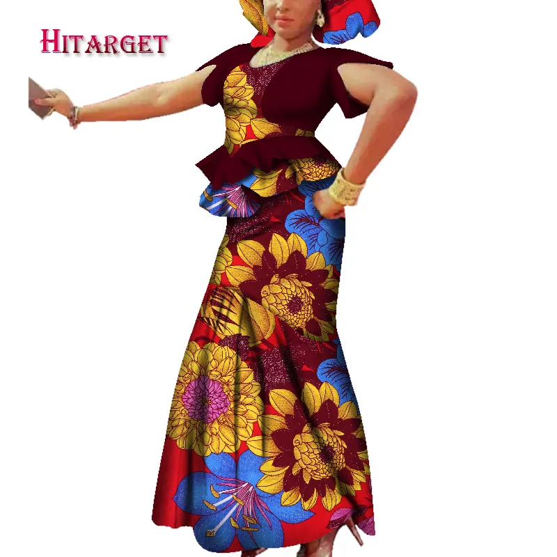 

2020 african dresses for women african print clothing Dashiki African Wax Print Splice Draped Accessory Dresses Clothes WY3699