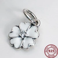 100 925 sterling silver charm new fashion cherry blossom pendant fit pandora women bracelet necklace diy jewelry