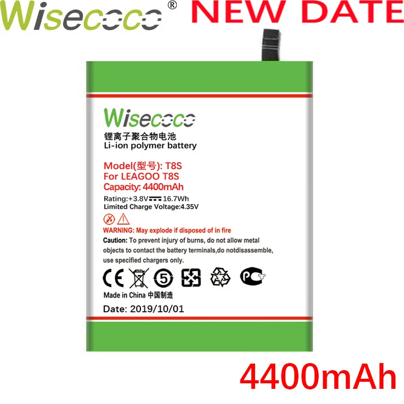 Wisecoco 4400 мАч BT-5508 T8S батарея для Leagoo T8S смартфон новейшее производство высокое качество батарея+ номер отслеживания