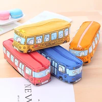 creative multifunctional bus large capacity canvas pencil case student simple pencil case stationery