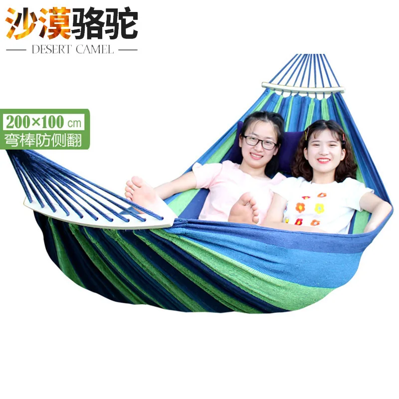 Hammock 200 * 100CM Wood Curved Handle Anti-Rollover Canvas Leisure Outdoor furniture swing Chair baby |