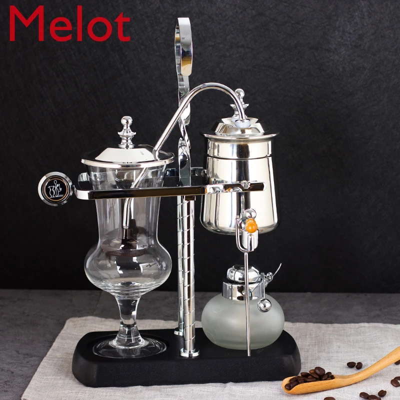 

High-End Luxury Glass Siphon Siphon Drip Coffee Pot 4 Cups Belgian Luxury Royal Family Balance Polished Rose Gold Coffee Grinder