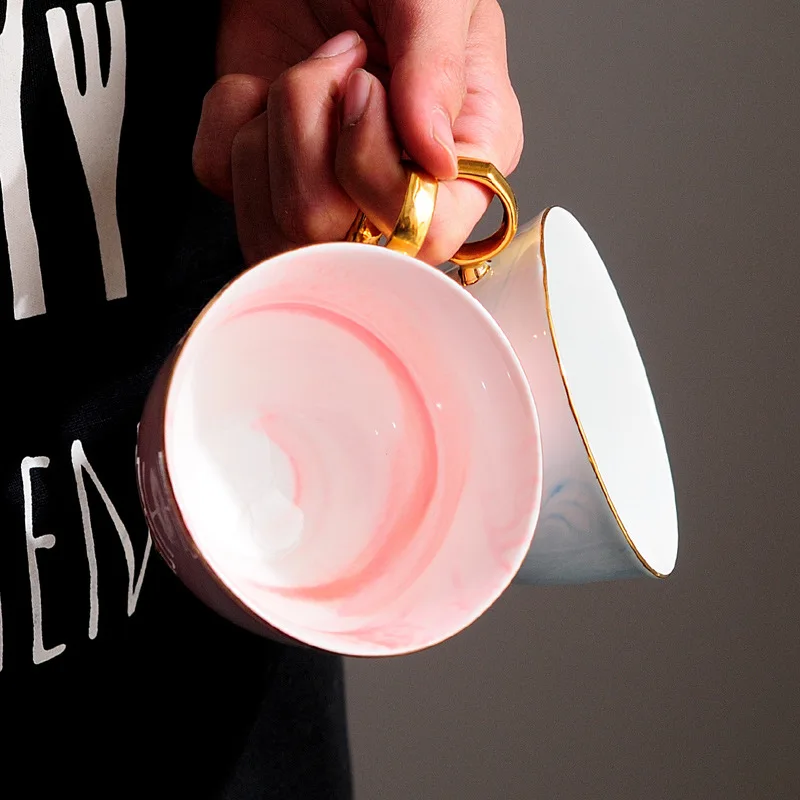 Скандинавские простые мраморные керамические кофейные чашки и подставка для