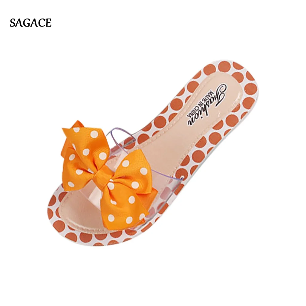 

SAGACE Women Beach Summer Elegant Flat Med Slipper Sandals Bow Knot Dot Shoes Summer Shoes 2020 Beach Vintage Sandalias