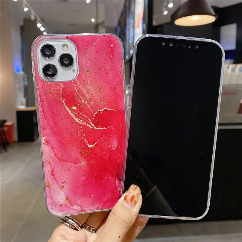 Роскошный блестящий чехол для телефона с золотой фольгой мраморным гранитом и