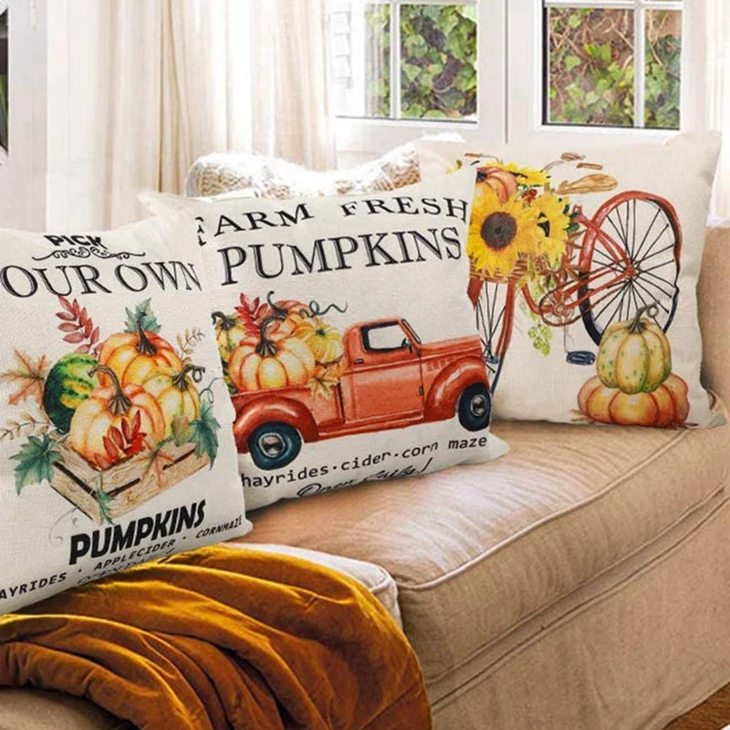 

Fall Throw Pillow Covers Farm Fall Decorations Autumn Themed Thanksgiving Farmhouse Pillowcase