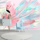 Пользовательские 3D мультфильм Розовый фламинго перо фото настенные фрески обои для детской комнаты спальни гостиной Декор папье Peint росписи