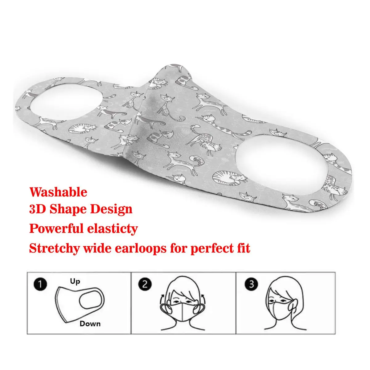 

Cats Posing Yoga Print Dust Mask Mouth-Muffle Washable Fabric Adult Protective Face Windproof