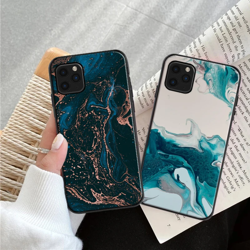 

Marble Pattern Watercolor Phone Case For iPhone 11 12 XR XS X Pro MAX 7 8 6 6S Plus SE 2020 Soft TPU Carcasa Funda