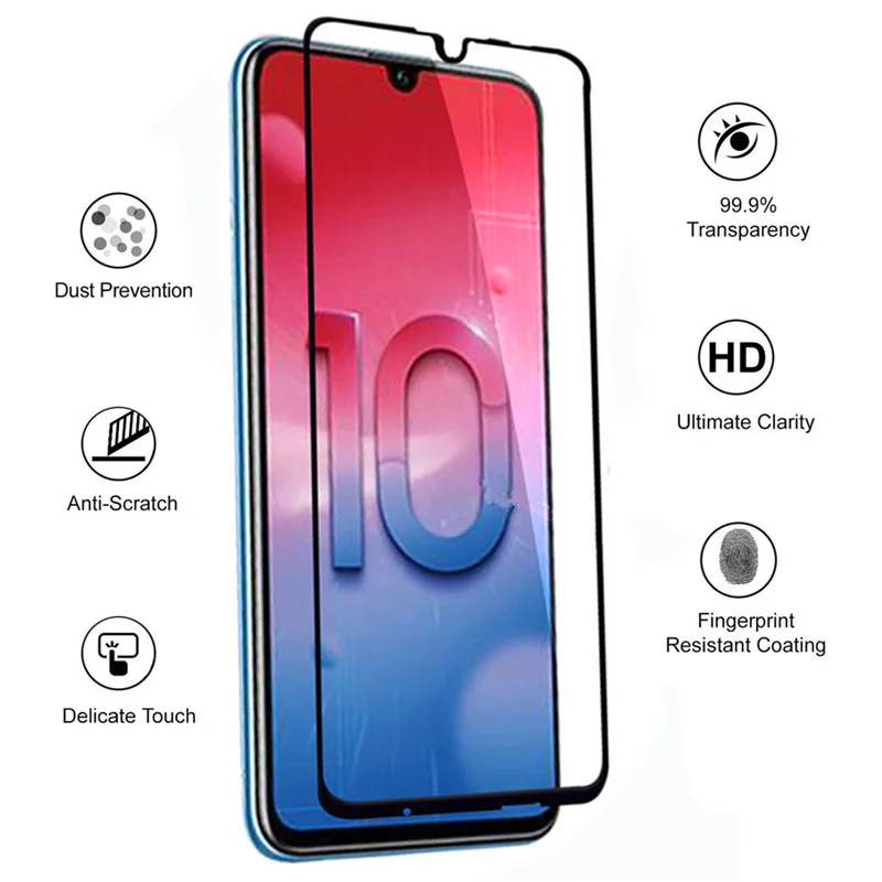 Tempered Full Glue Glass for Honor 10 Lite Protective on Huawei Honer 10i 20i 10lite P Smart 2019 Screen Protector | Мобильные