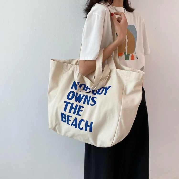 

A sense of ancient works, literature and art of Mori department, simple printing letters, girl student canvas bag, Korean