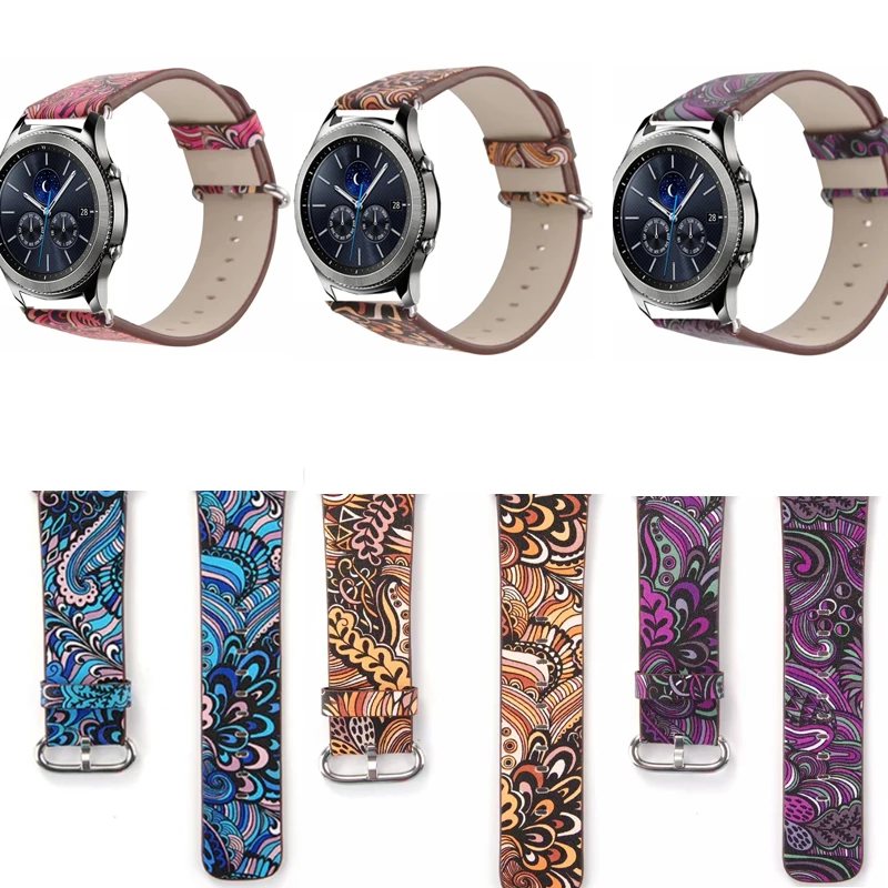 Ремешок кожаный для Galaxy watch 46 s3 amazfit 3/2/1 GTR huawei pace GT 2 Pro zenwatch Ticwatch S S2 pro 22 мм|Ремешки