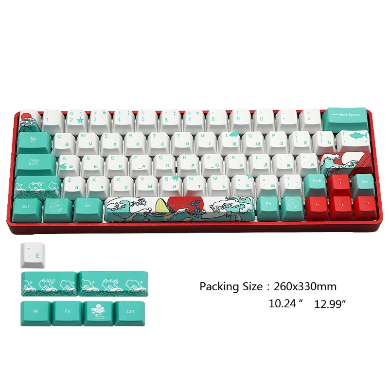 

Русский морской Коралл Ukiyo-e Keycap краска сублимационный OEM профиль для GH60 GK61 GK64