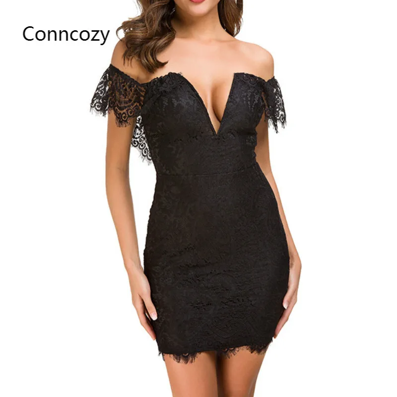 

Женское кружевное платье с открытыми плечами, однотонное облегающее мини-платье с открытой спиной и кисточками, облегающее вечернее платье...