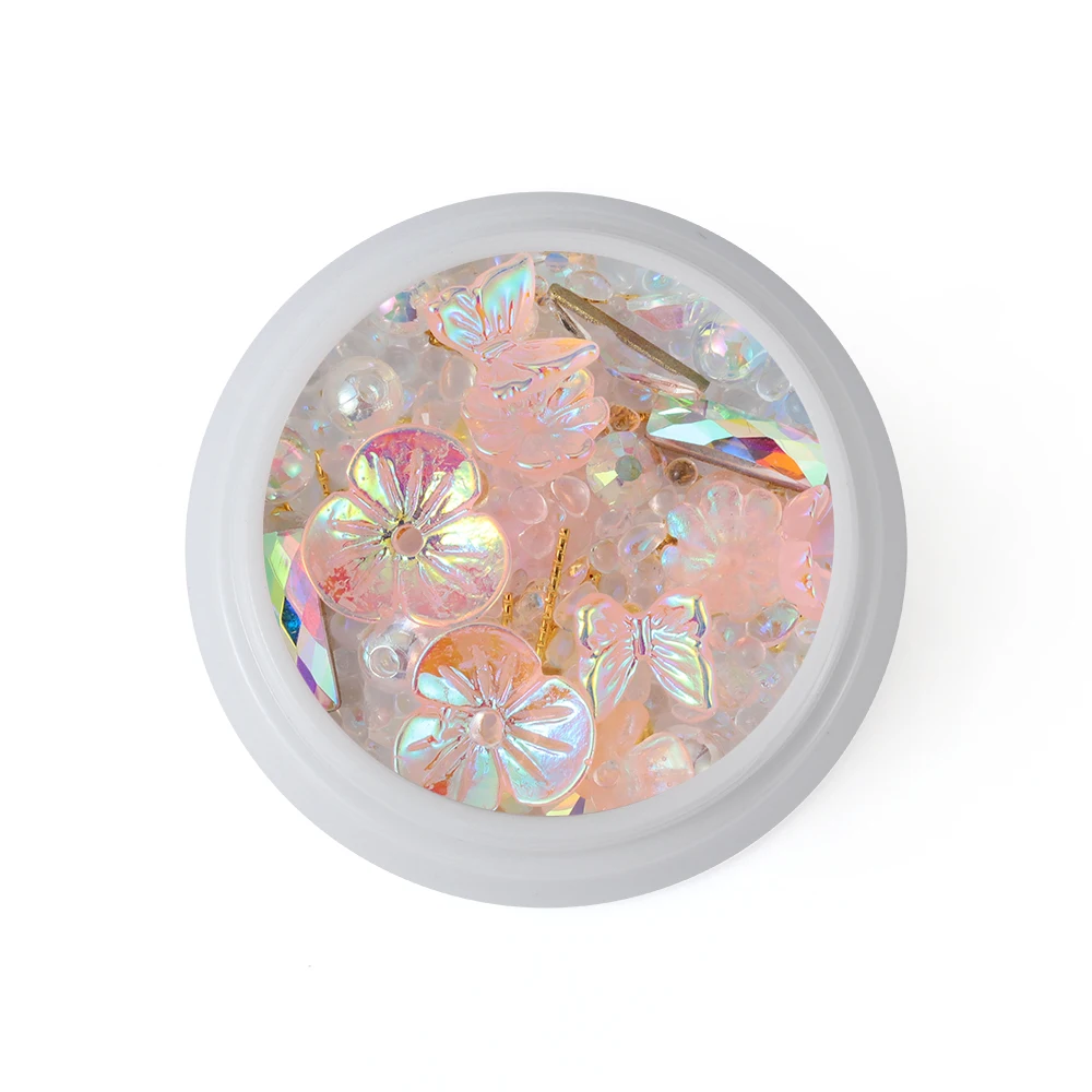 3D цветок бабочка кристалл для ногтей разноцветные металлические заклепки жемчуг