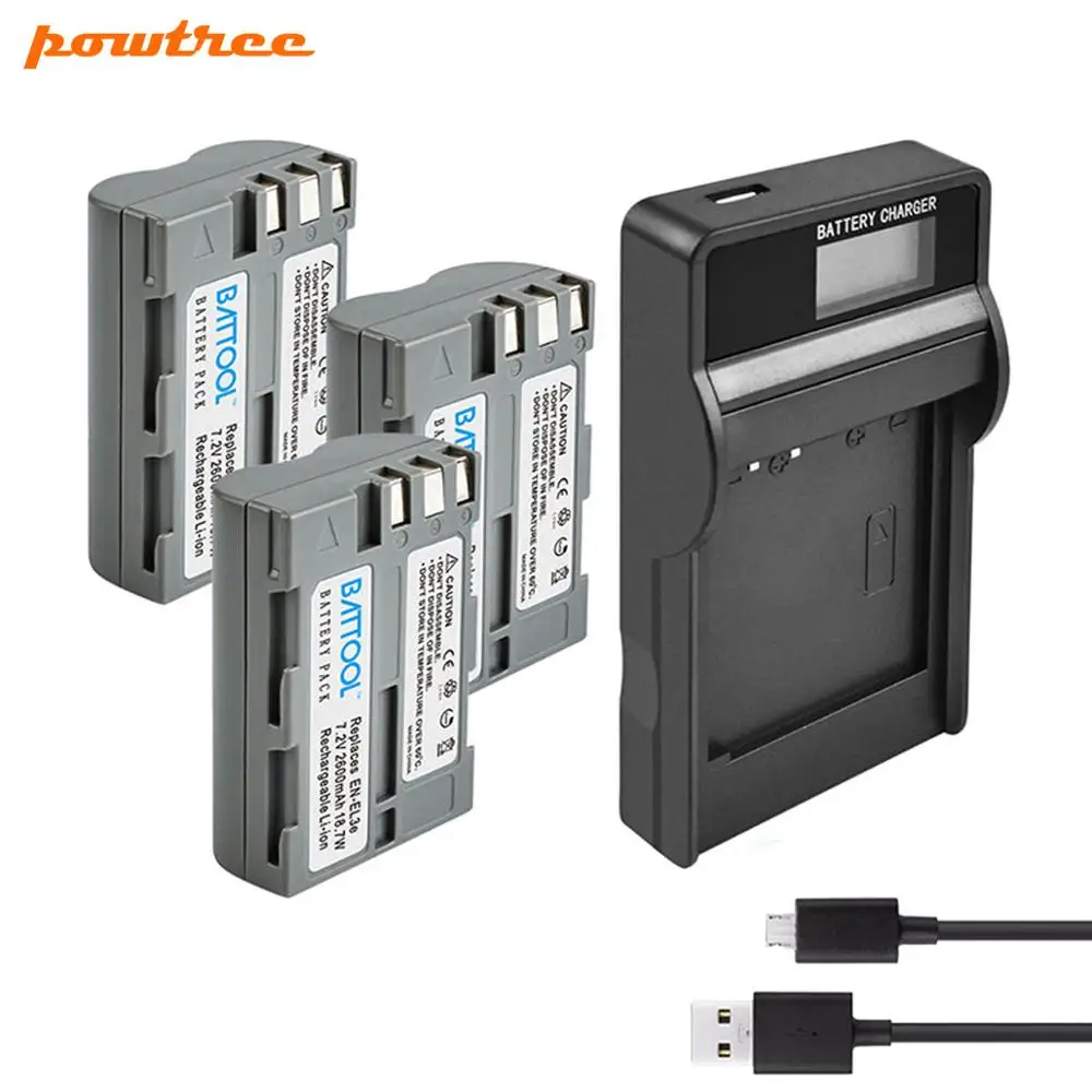 3 BATTERY lcdC Battool 2000mAh батареи+ ЖК-дисплей Зарядное устройство EN-EL3e RU EL3e EL3a ENEL3e для Nikon D300S D300 D100 D200 D700 D70S D80 D90 D50 - Цвет: 3 BATTERY lcdC