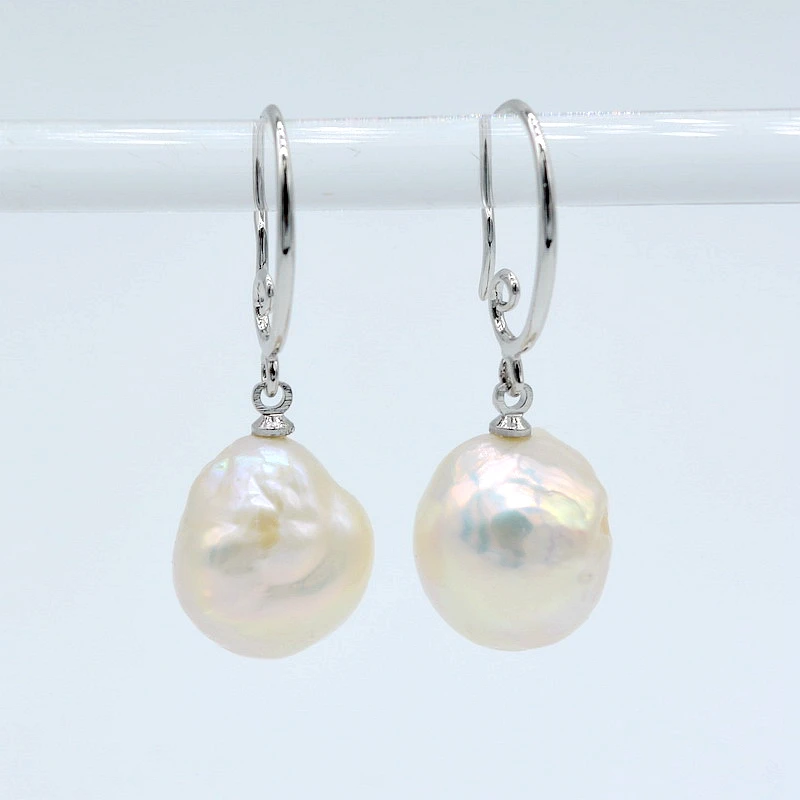

Baroque Earrings White Natural Freshwater Pearl Flame Ball Shape Silver Earrings Women's Earrings Anniversary Gifts
