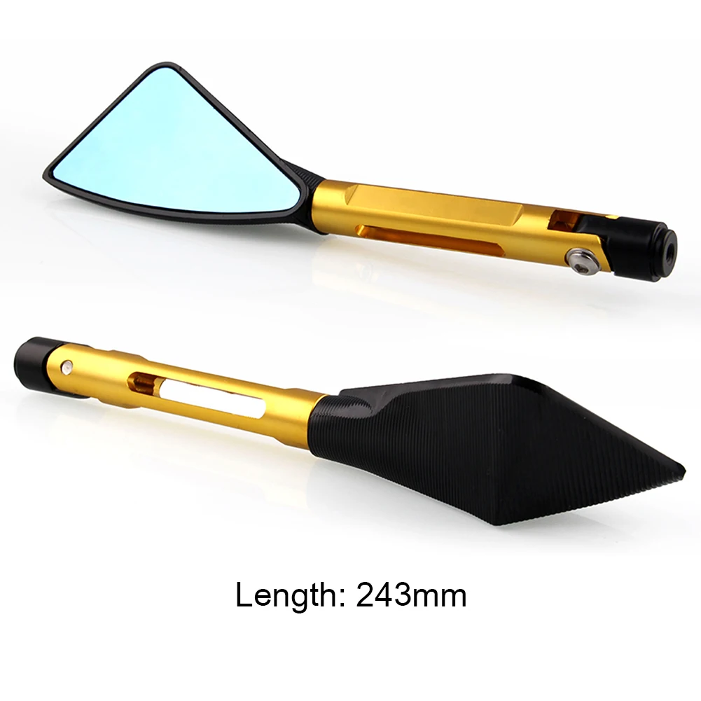 

1Pair Motorcycle Rearview Mirrors CNC Aluminum 360 Rotating Anti Glare Blue Glass Side Rear View Mirrors for Honda Yamaha Suzuki