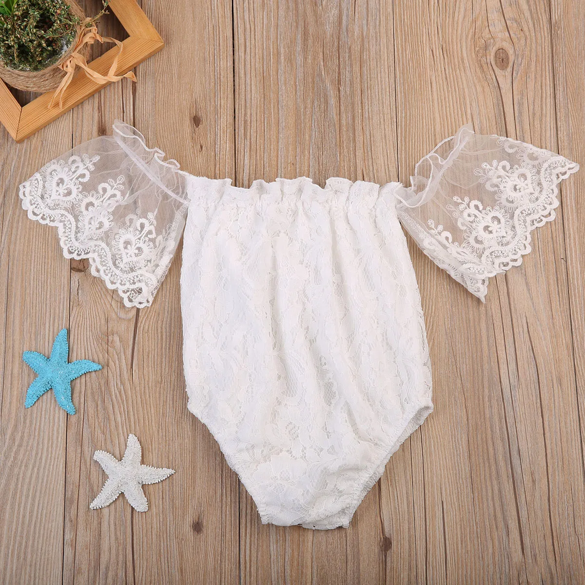 Дропшиппинг белые кружевные боди для маленьких принцесс с открытыми плечами