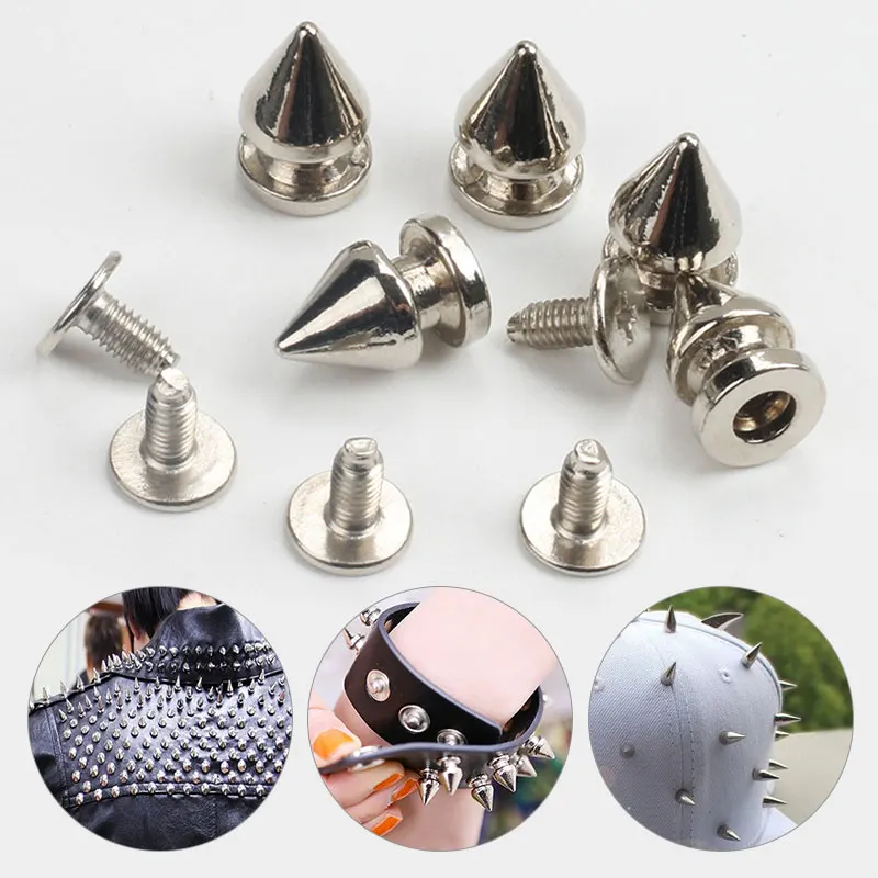 New 10 Piece Set of Home Decor Punk Rivets Spiked Nails Bullets Diy Crafts Willow Nails Belt Screws Fashion Gothic Button Alloy
