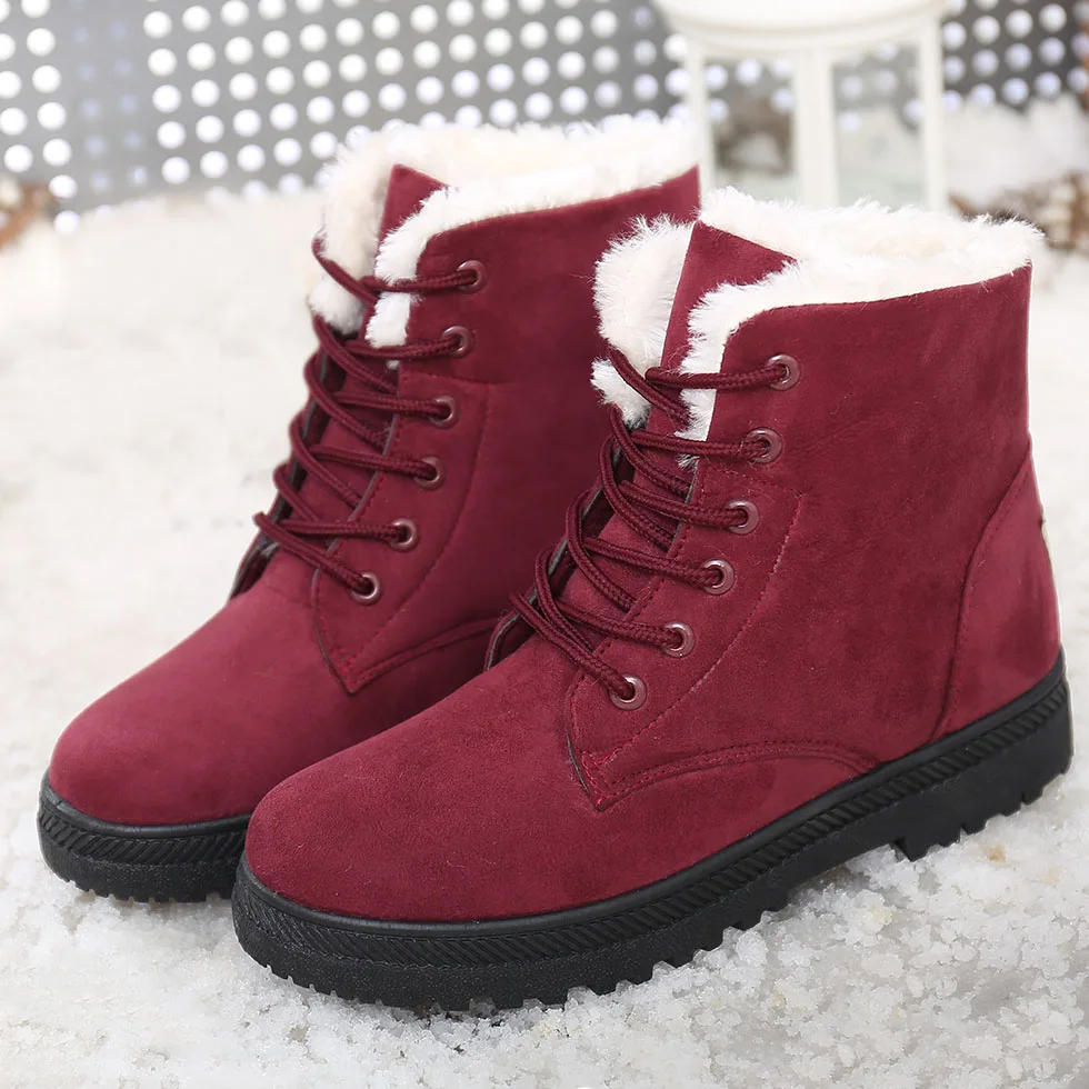 Женские ботинки на меху Теплые ботильоны шнуровке зимняя обувь 2019 | Обувь