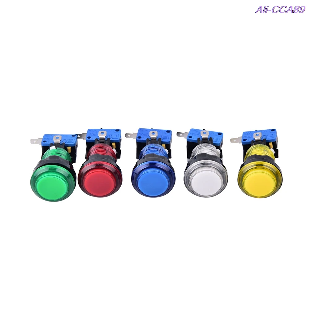 

1PCS LED Light Illuminated Round Arcade Video Game Player Push Button Switch 5 Colors 32mm