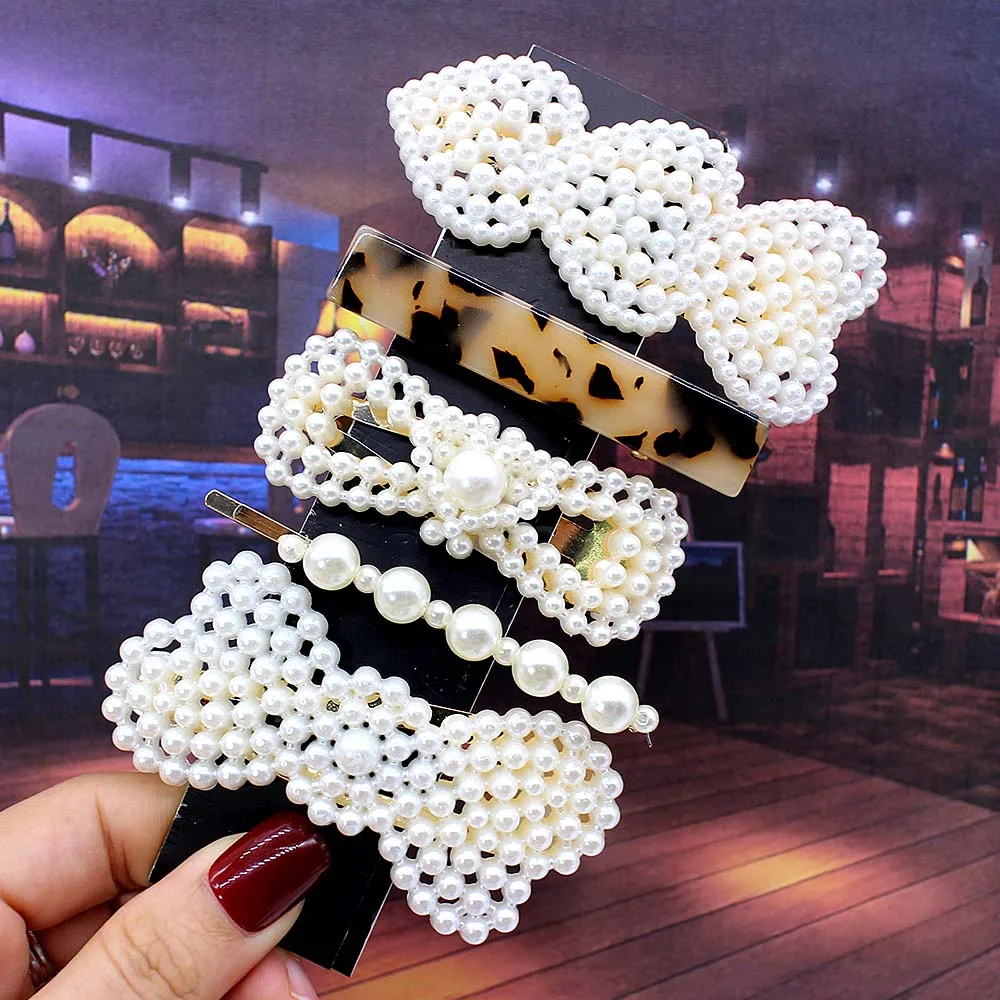 Новинка Внутри Женщин Девочек Элегантные Жемчужные Заколки Для Волос Сладкие Украшения Для Головы Барреты Для Волос Аксессуары.