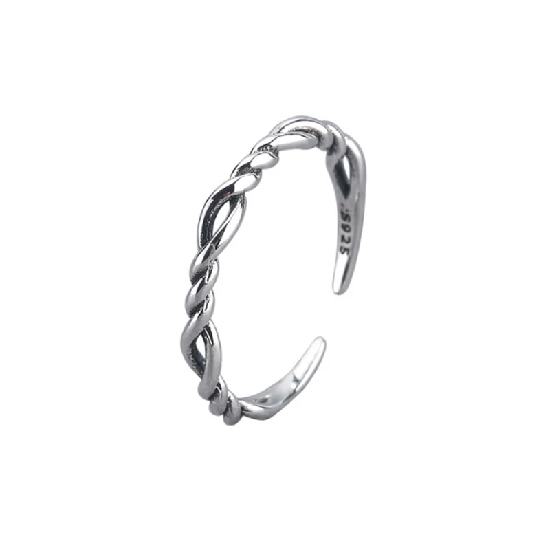 

2.5mm Retro Silver Open Ring For Men Women Charm Jewellry Twist Multiple Layer Twine Punk Hip Hop Unisex Jewelry Trend Vintage
