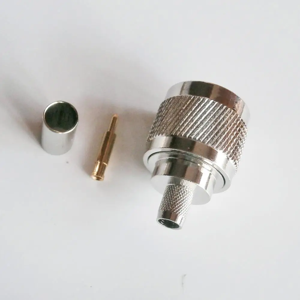 

1 Pcs RF Coax Connector Socket N Male Crimp for RG8X RG-8X LMR240 RG59 Plug RF Coaxial Straight Nickel plated