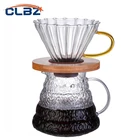 Кофейник капельница V60 Стеклянная Воронка капельная кофейная капучино портативная кружка с фильтром деревянный держатель столовая посуда для приготовления пива кофе