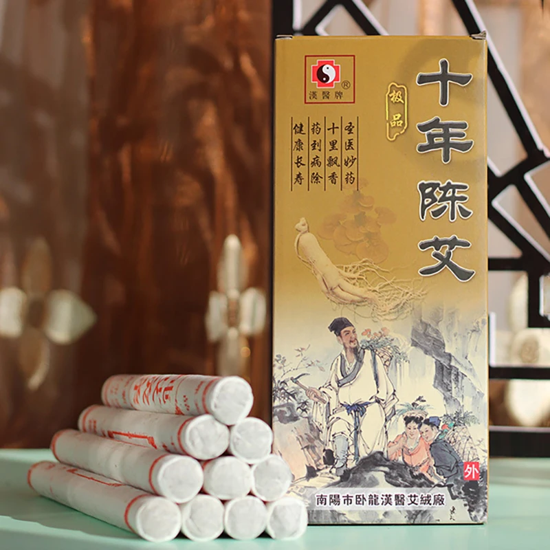 10Pcs Pure Moxa Stick Rolls Burn Wormwood Stick Traditional Chinese Massage Therapy For Acupuncture Antistress