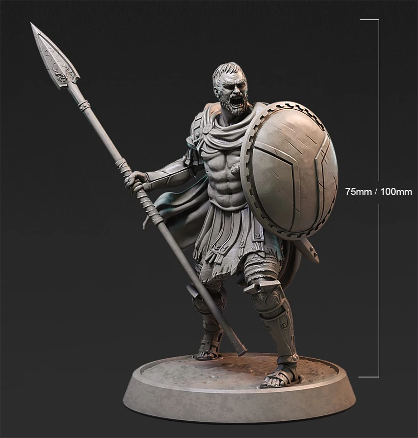 1/24 75 мм 1/18 100 наборы моделей из смолы Спартанский воин Неокрашенная фигурка без