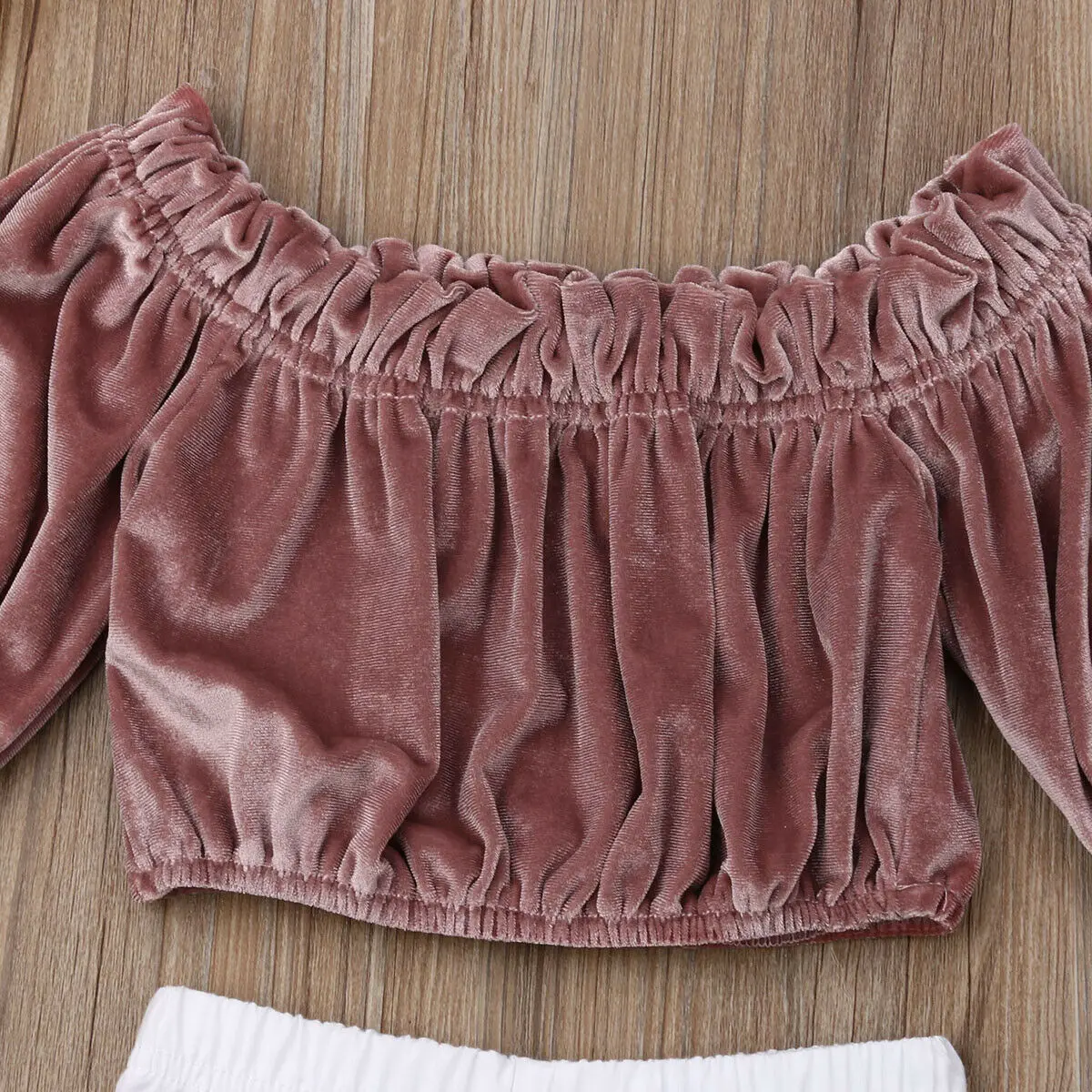 Бархатный комплект одежды для новорожденных девочек модная Однотонная футболка