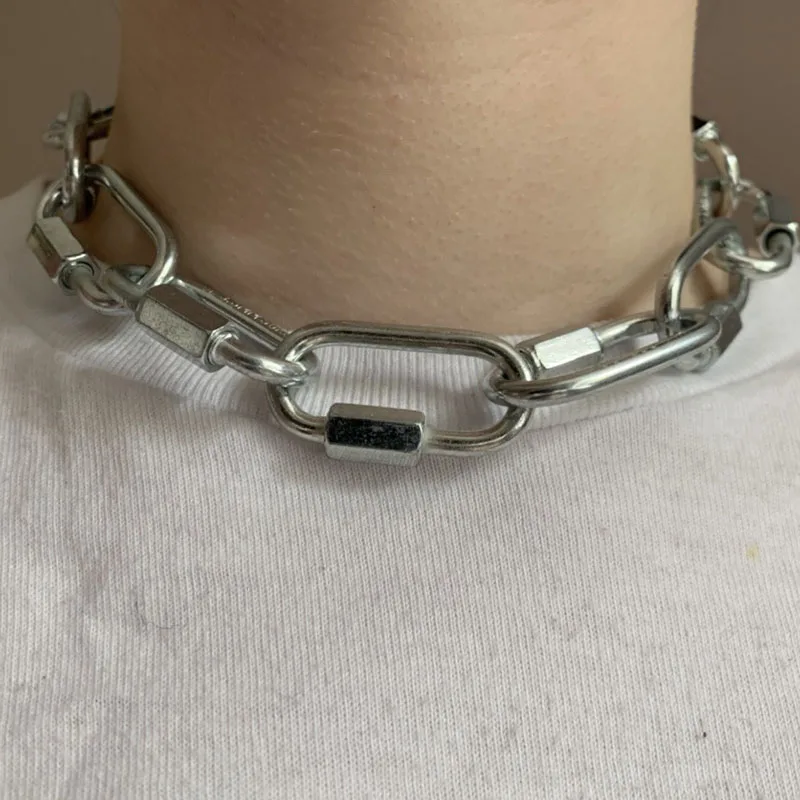 

Vintage Buckle Metal Pendant Necklace For Women Men Hip Hop Punk Rock Cool Party Harajuku Choker Necklace Trendy Jewelry New
