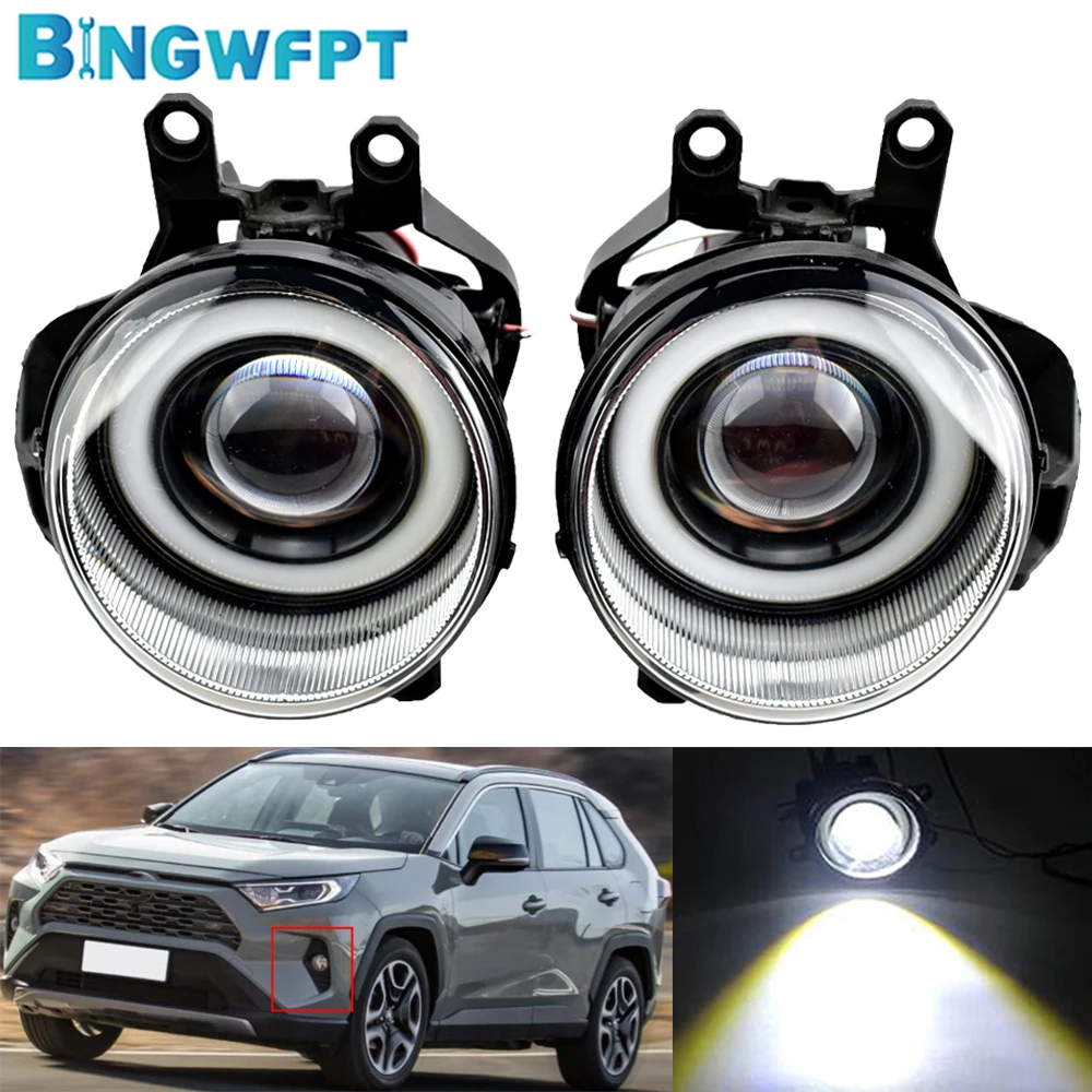 High Quality Fog Light Angel Eye For RAV4 2018 2019 2020 LE XLE Hybird XSE Car Accessories 12V H11 Wires Headlights