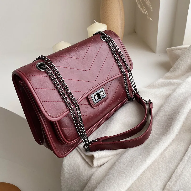 

2021 Envelope Packa Fashion Handbag Single Shoulder Crossbody Women's Bags Envelope Clutch Bag Metal Chain Solid Color Red Black