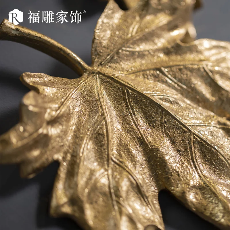 

Light Luxury Maple Leaf Wall Hanging Home Decor Resin Crafts Creative Background Stereo Wall Decoration Orn R4384