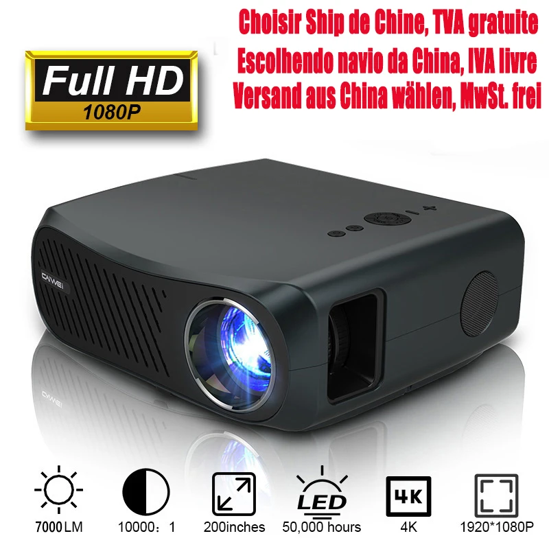 CAIWEI Full Hd 1080P домашний кинотеатр видео Led 7200 люмен беспроводной Airplay A12AB Бесплатная