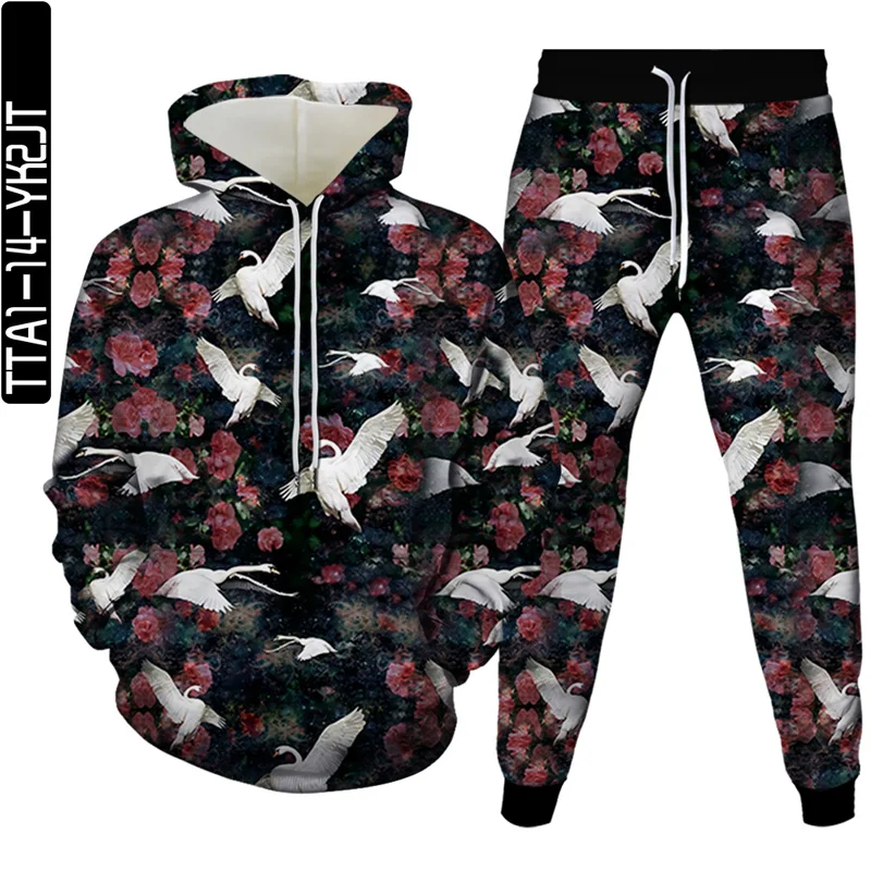 

New 3D Unisex Sets Hoodie Pants Casual 2021 Men Women Set Pullover Hoodie Autumn European Size Oversized Hoody Male Outing Style