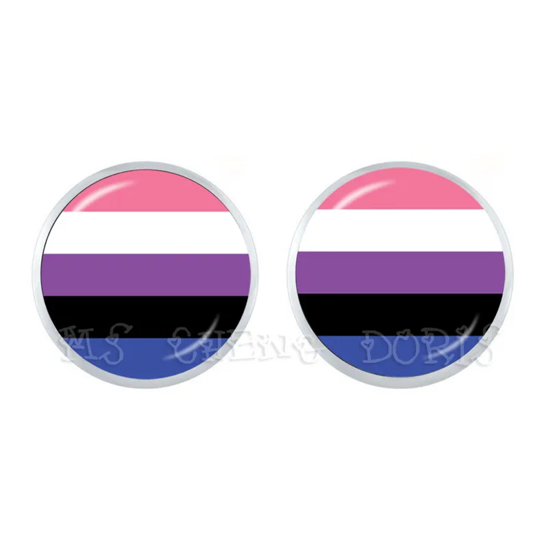 ЛГБТ серьги Bi Pride 12 мм стеклянный купол серьги-гвоздики Радужный Флаг фотография