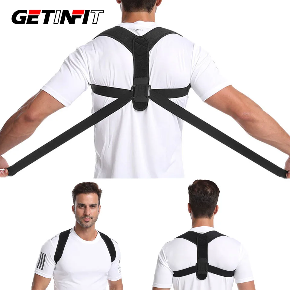 

Бандаж для спины Getinfit, поддерживающий пояс, регулируемый Корректор осанки для спины, ключицы, позвоночника, спины, плеч, поддерживающий пояс