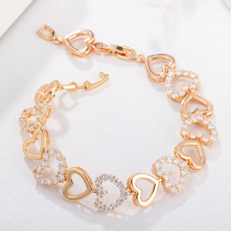 QooLady Модные Изящные Летние Стильные романтические сердца любовь золотой